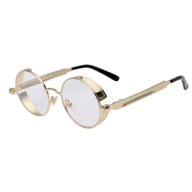 Mirror Lens Round Glasses Goggles Steampunk Sunglasses