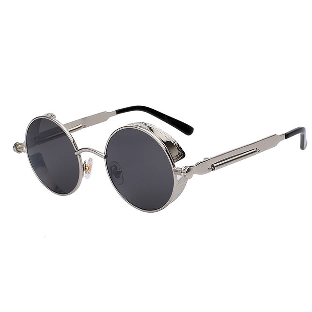 Mirror Lens Round Glasses Goggles Steampunk Sunglasses