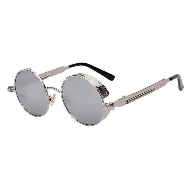 Mirror Lens Round Glasses Goggles Steampunk Sunglasses