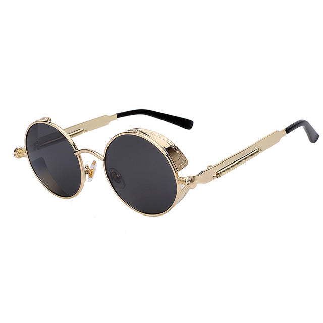 Mirror Lens Round Glasses Goggles Steampunk Sunglasses