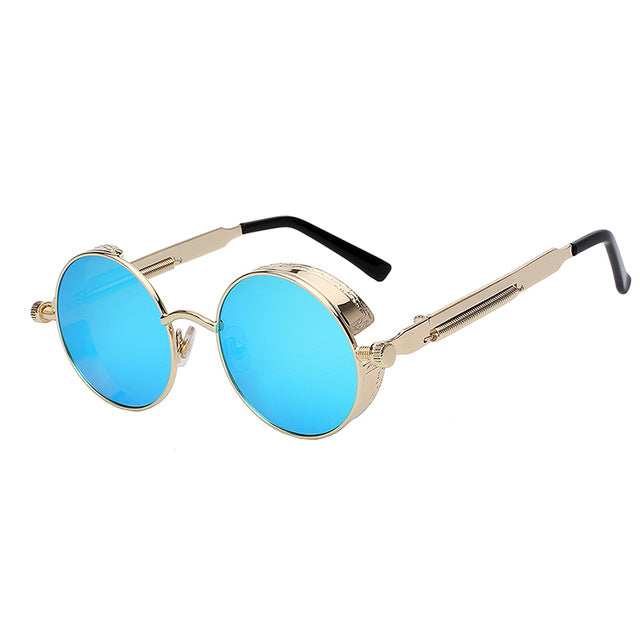 Mirror Lens Round Glasses Goggles Steampunk Sunglasses