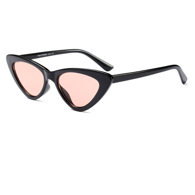 Cute sexy retro cat eye sunglasses women small black white