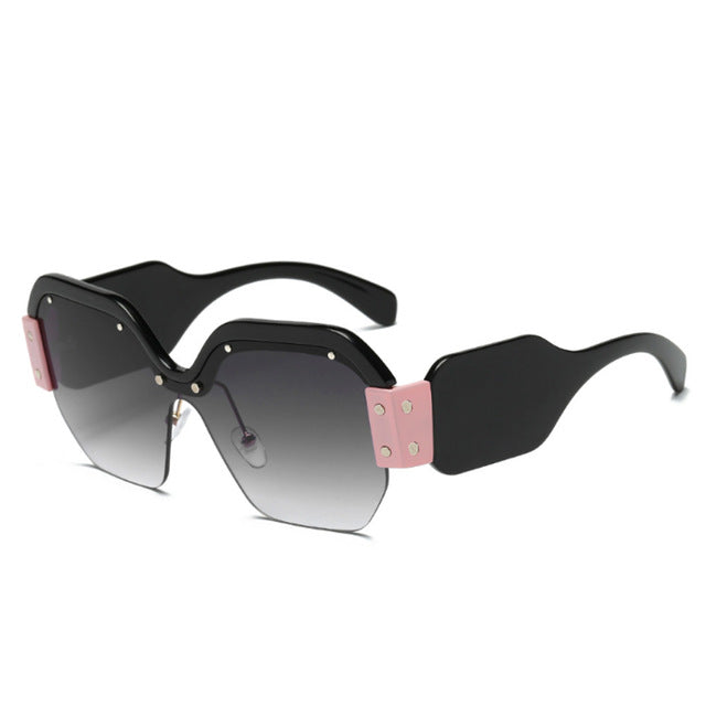 Oversized Square Sunglasses Women Retro Rimless Pink Sun Glasses