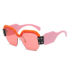 Oversized Square Sunglasses Women Retro Rimless Pink Sun Glasses