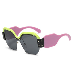 Oversized Square Sunglasses Women Retro Rimless Pink Sun Glasses