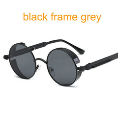 Gothic Steampunk Round Metal Sunglasses for Men