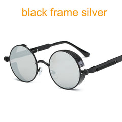 Gothic Steampunk Round Metal Sunglasses for Men
