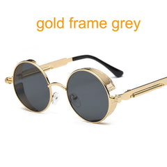 Gothic Steampunk Round Metal Sunglasses for Men