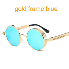 Gothic Steampunk Round Metal Sunglasses for Men