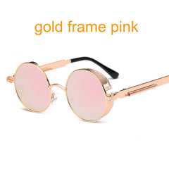 Gothic Steampunk Round Metal Sunglasses for Men