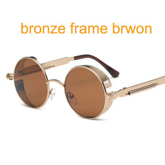Gothic Steampunk Round Metal Sunglasses for Men