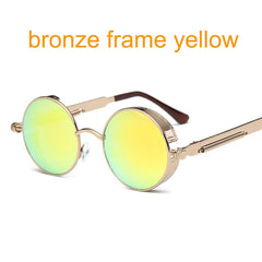 Gothic Steampunk Round Metal Sunglasses for Men
