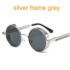 Gothic Steampunk Round Metal Sunglasses for Men