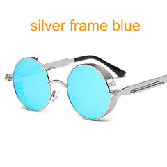Gothic Steampunk Round Metal Sunglasses for Men