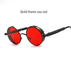 Gothic Steampunk Round Metal Sunglasses for Men
