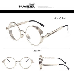 Gothic Steampunk Round Metal Sunglasses for Men