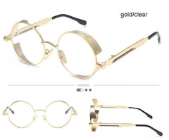 Gothic Steampunk Round Metal Sunglasses for Men