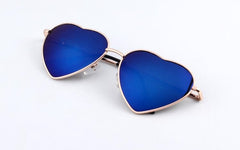 Heart Shaped Sunglasses Women Metal Frame Reflective Lens