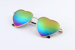 Heart Shaped Sunglasses Women Metal Frame Reflective Lens