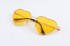 Heart Shaped Sunglasses Women Metal Frame Reflective Lens