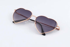 Heart Shaped Sunglasses Women Metal Frame Reflective Lens