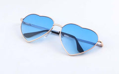 Heart Shaped Sunglasses Women Metal Frame Reflective Lens