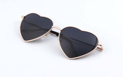 Heart Shaped Sunglasses Women Metal Frame Reflective Lens