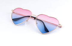 Heart Shaped Sunglasses Women Metal Frame Reflective Lens