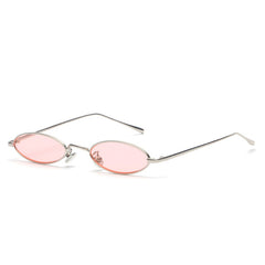 Vintage Small Oval Sunglasses FashionMetal Frame Clear Pink