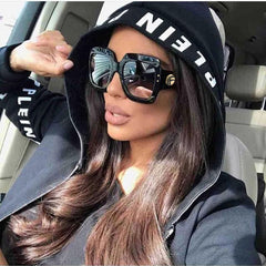 Oversized Square Sunglasses Women Luxury Red Green Sun Glasses