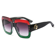 Oversized Square Sunglasses Women Luxury Red Green Sun Glasses