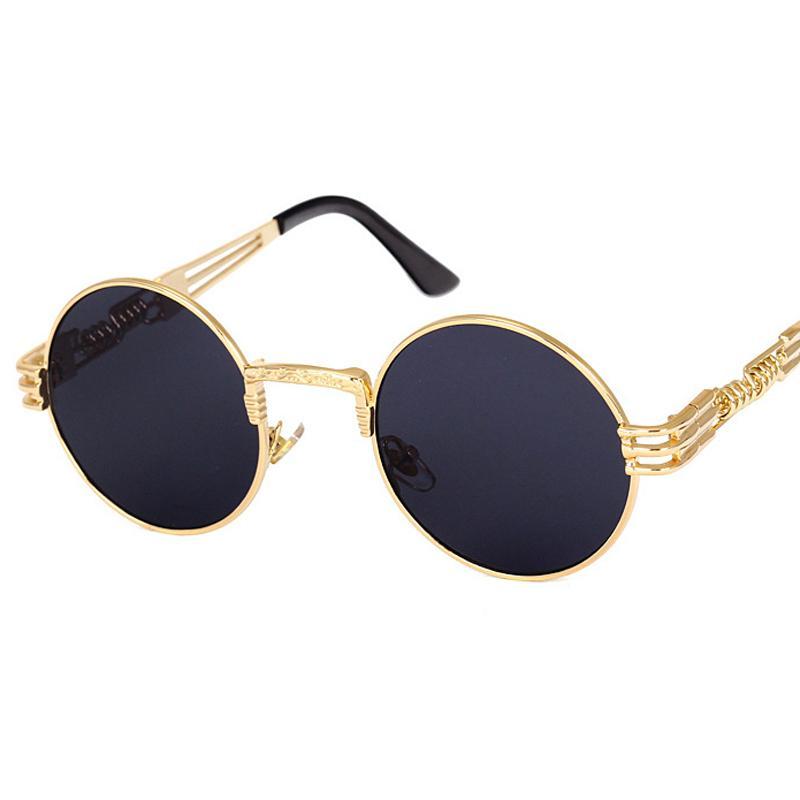 Gothic steampunk mirror sunglasses gold and black sun glasses