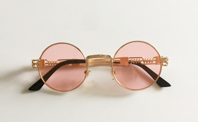 Gothic steampunk mirror sunglasses gold and black sun glasses