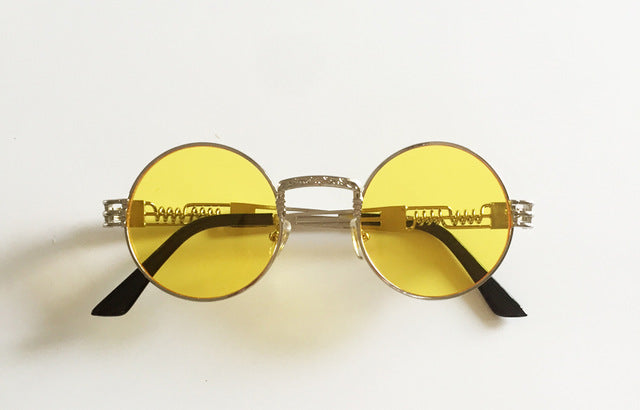 Gothic steampunk mirror sunglasses gold and black sun glasses