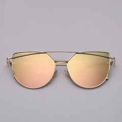 LeonLion Cat eye Sunglasses Women Vintage Metal Reflective