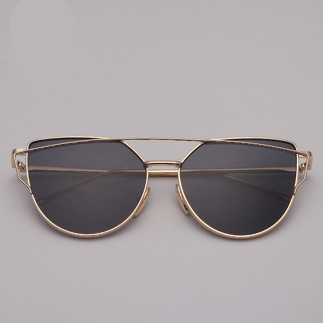 LeonLion Cat eye Sunglasses Women Vintage Metal Reflective