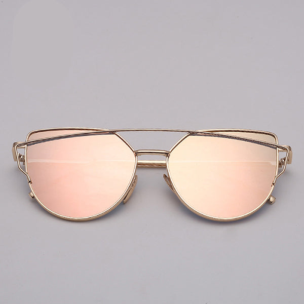 LeonLion Cat eye Sunglasses Women Vintage Metal Reflective