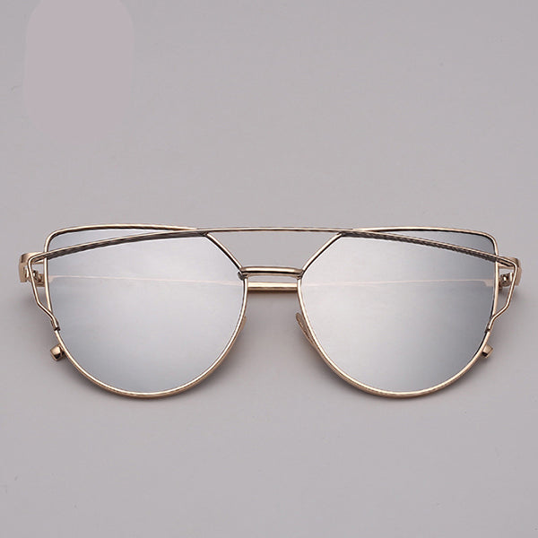 LeonLion Cat eye Sunglasses Women Vintage Metal Reflective