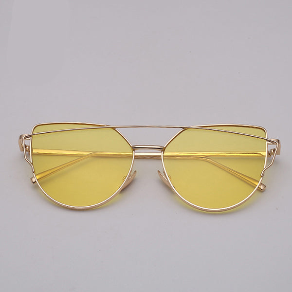 LeonLion Cat eye Sunglasses Women Vintage Metal Reflective