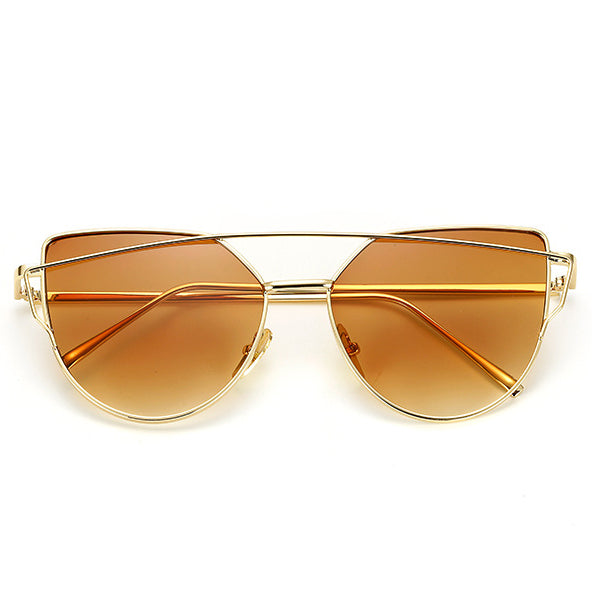 LeonLion Cat eye Sunglasses Women Vintage Metal Reflective