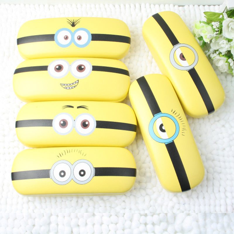 Cartoon Minions design Sunglasses Hard leather glasses Case