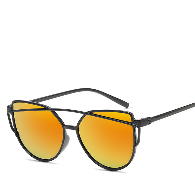Fashion Brand Cat Eye Sunglasses Women Twin-Beams