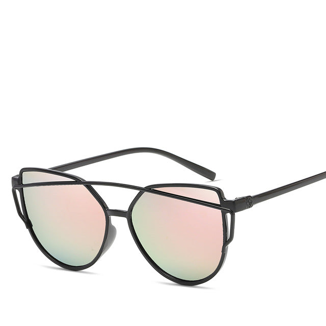 Fashion Brand Cat Eye Sunglasses Women Twin-Beams