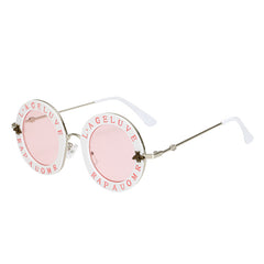 Vintage Small Bee Letter Round Sunglasses