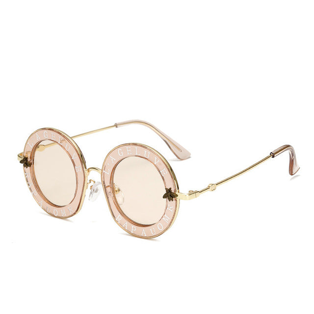 Vintage Small Bee Letter Round Sunglasses