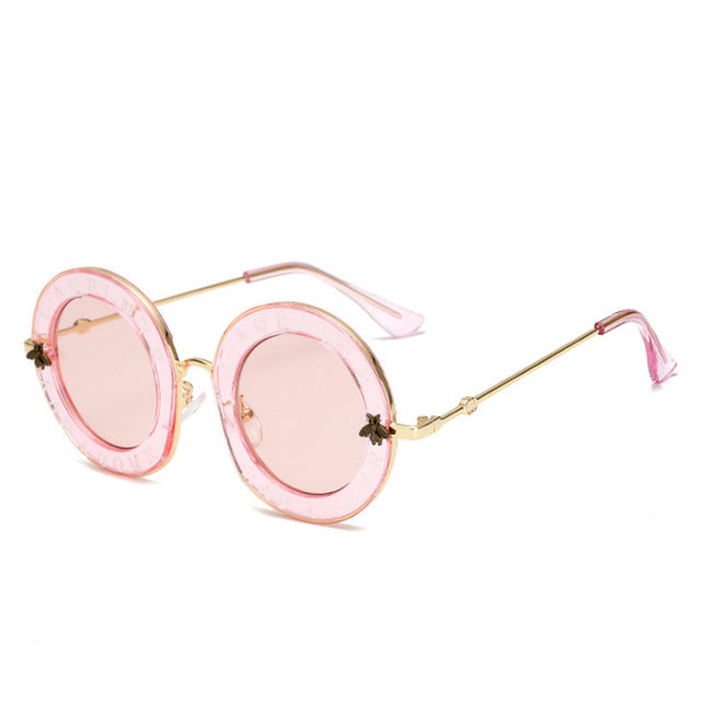 Vintage Small Bee Letter Round Sunglasses