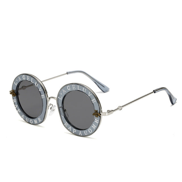 Vintage Small Bee Letter Round Sunglasses