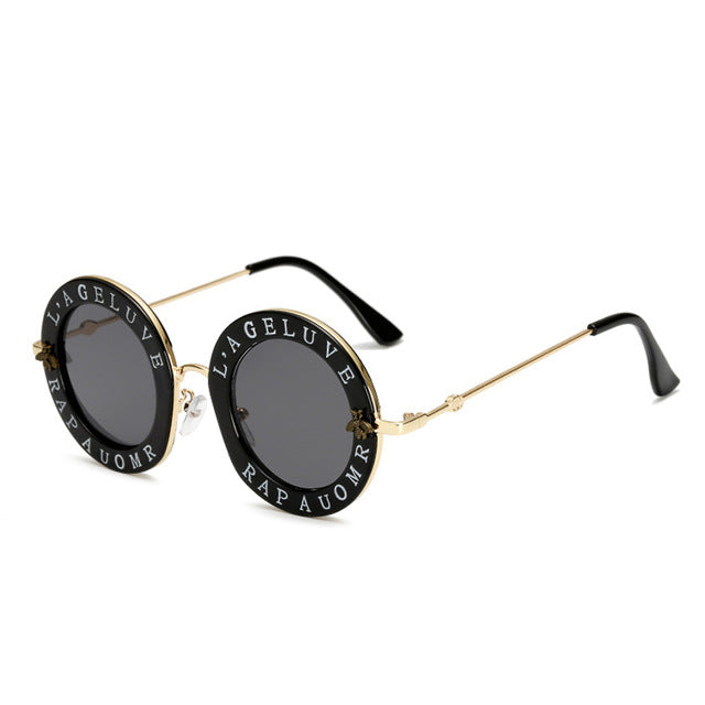 Vintage Small Bee Letter Round Sunglasses