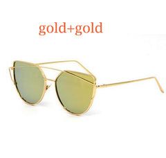 Cat Eye vintage Brand designer rose gold mirror Sunglasses