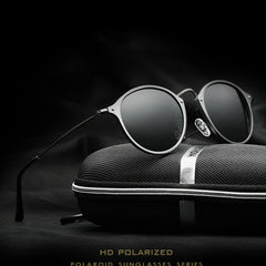 Fashion vintage Unisex Aviation Aluminum Round Polarized
